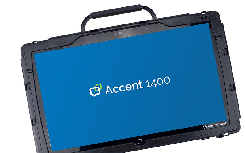 Accent_1400_Computer mit Augensteuerung Unterstuetzte_Kommunikation_dynamischer_Talker FiNiFuchs