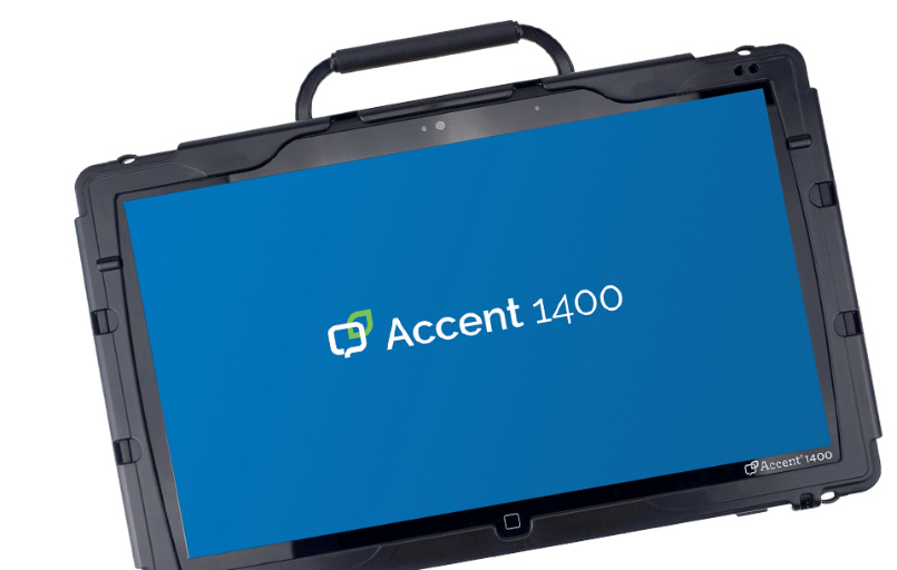 Accent_1400_Computer mit Augensteuerung Unterstuetzte_Kommunikation_dynamischer_Talker FiNiFuchs